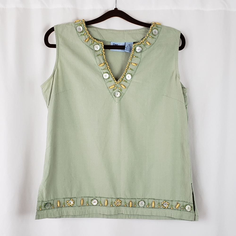 Jane Ashley Green Sleeveless Blouse
